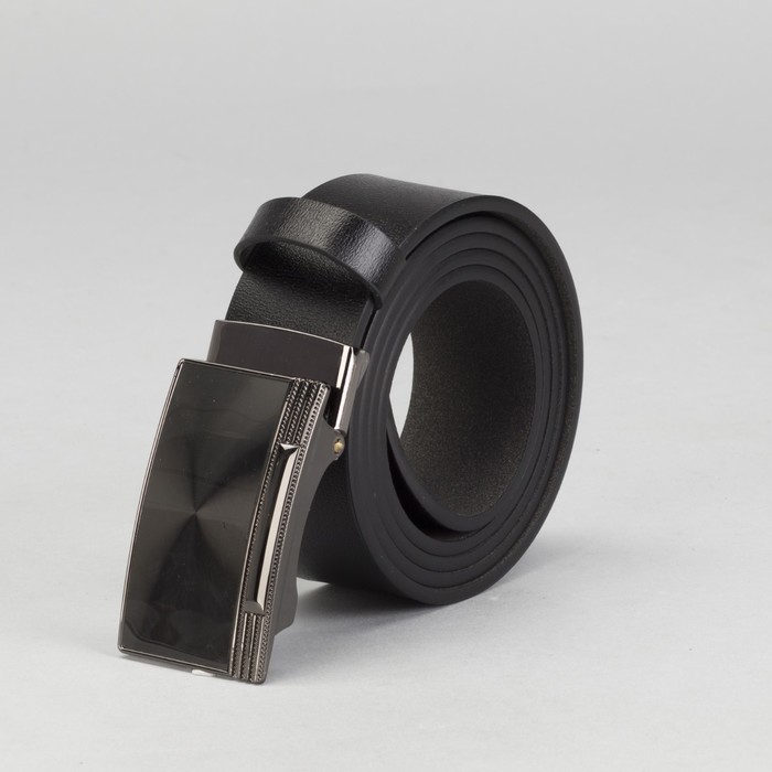 Ремень мужской, гладкий, пряжка зажим микс, ширина - 4 см, цвет чёрный