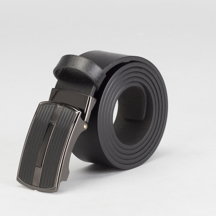 Ремень мужской, гладкий, пряжка зажим микс, ширина - 4 см, цвет чёрный