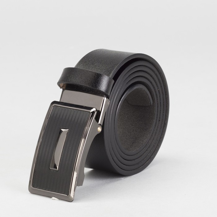 Ремень мужской, гладкий, пряжка зажим микс, ширина - 4 см, цвет чёрный