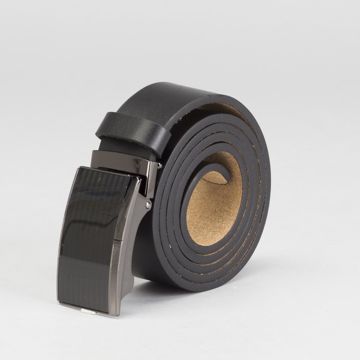 Ремень мужской, гладкий, пряжка зажим микс, ширина - 4 см, цвет чёрный