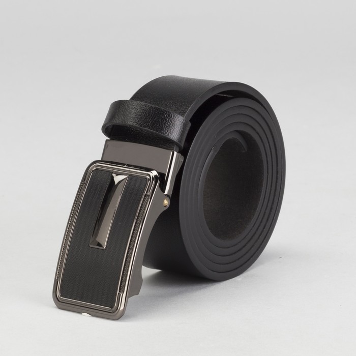 Ремень мужской, гладкий, пряжка зажим микс, ширина - 4 см, цвет чёрный