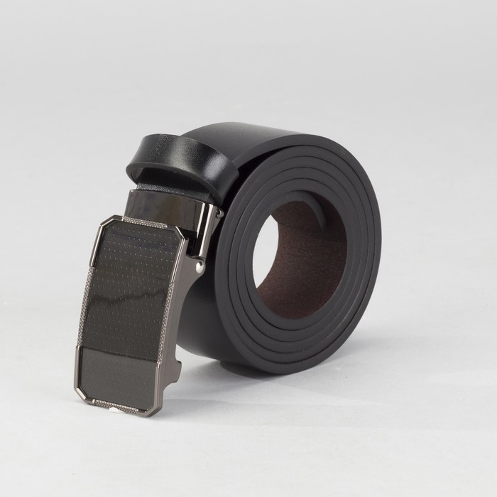 Ремень мужской, гладкий, пряжка зажим микс, ширина - 4 см, цвет чёрный