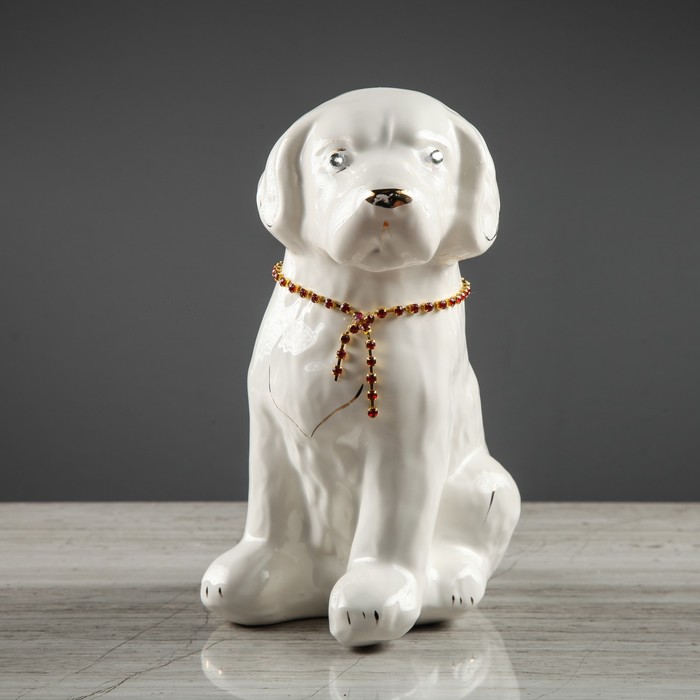 Копилка "Собака Бобик", цепочка, глянец, белый