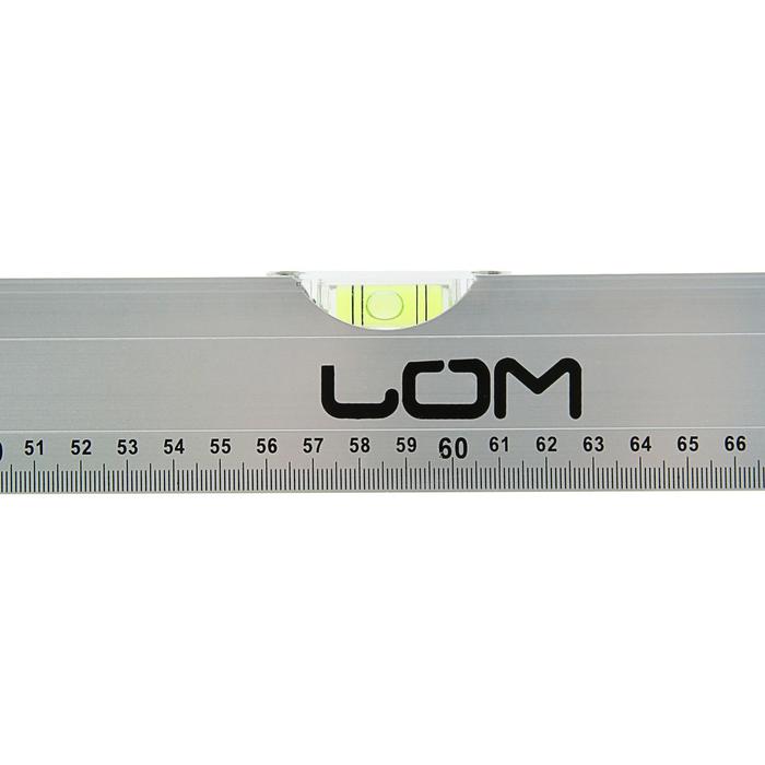 Уровень алюминиевый LOM, 2 глазка, линейка, 1200 мм