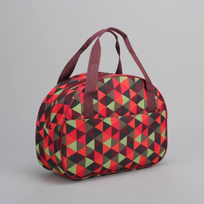 Сумка дорожная "Мозаика", отдел на молнии, наружный карман, цвет красный