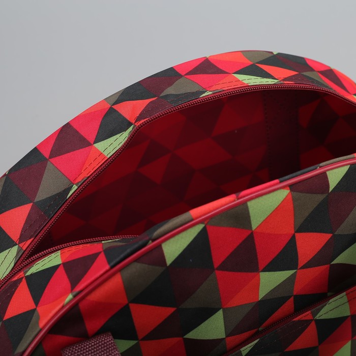 Сумка дорожная "Мозаика", отдел на молнии, наружный карман, цвет красный