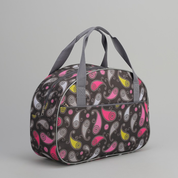 Сумка дорожная «Перья», отдел на молнии, наружный карман, цвет чёрный