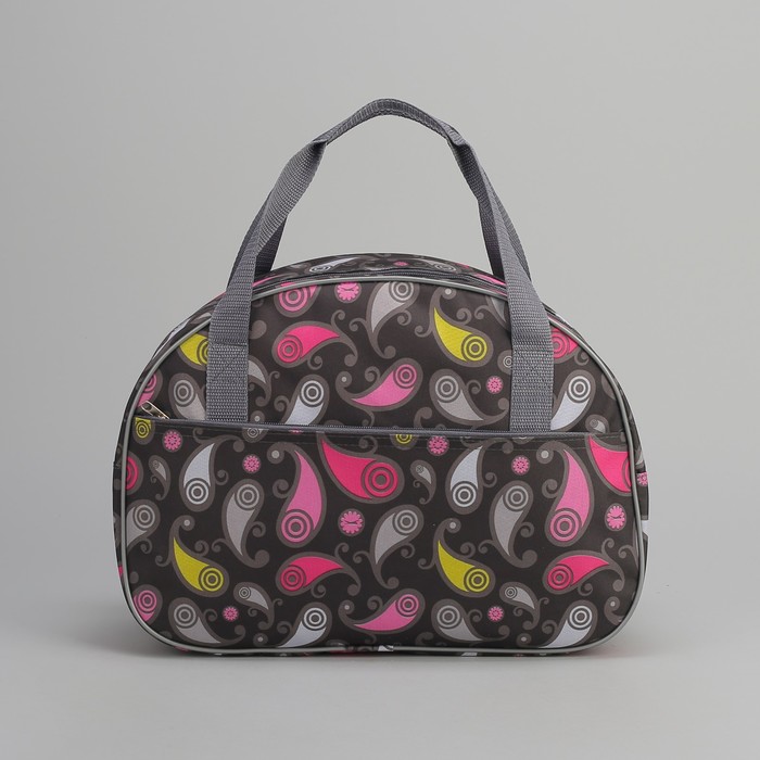 Сумка дорожная «Перья», отдел на молнии, наружный карман, цвет чёрный