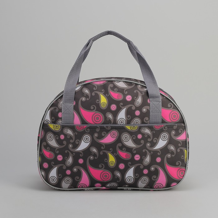 Сумка дорожная «Перья», отдел на молнии, наружный карман, цвет чёрный