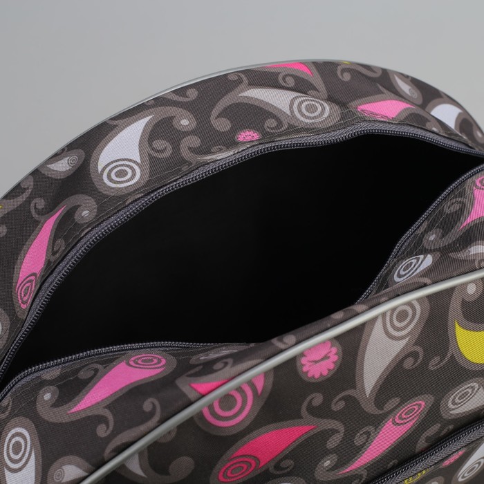 Сумка дорожная «Перья», отдел на молнии, наружный карман, цвет чёрный