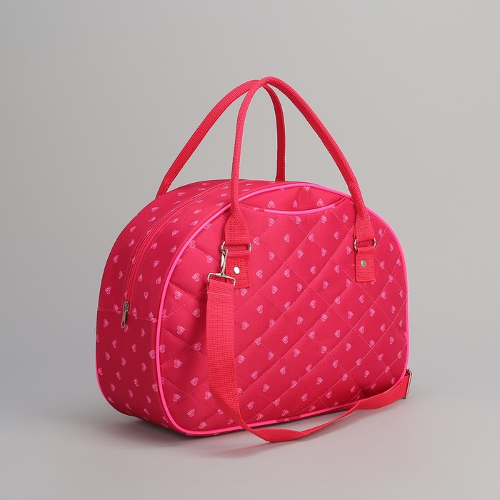 Сумка дорожная «Сердечки», отдел на молнии, наружный карман, цвет красный