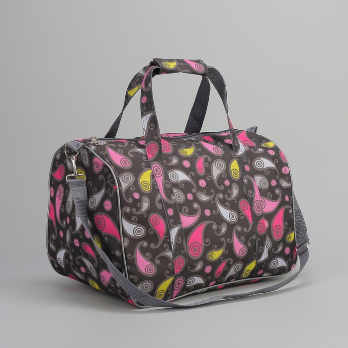 Сумка дорожная «Перья», отдел на молнии, длинный ремень, цвет чёрный