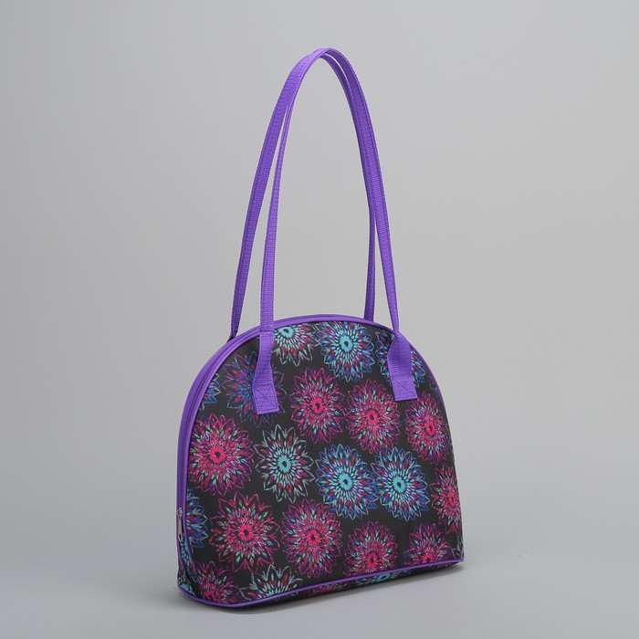 Сумка дорожная «Астры», отдел на молнии, наружный карман, цвет чёрный