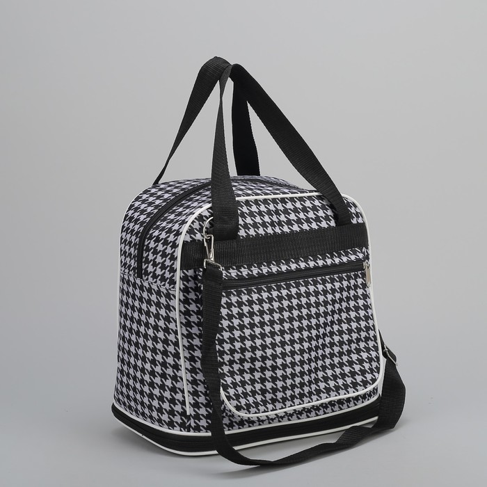 Сумка дорожная, трансформер, отдел на молнии, наружный карман, принт гусиная лапка