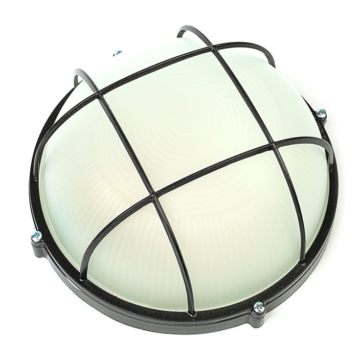 Светильник "ЭЛЕТЕХ" Банник 1102 НПП 03-100-010, 100Вт, IP65, круг матовый с решеткой, черный