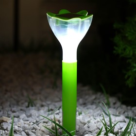 Фонарь садовый на солнечной батарее "Цветок зеленый", 32 см, d=6 см, 1 led, пластик