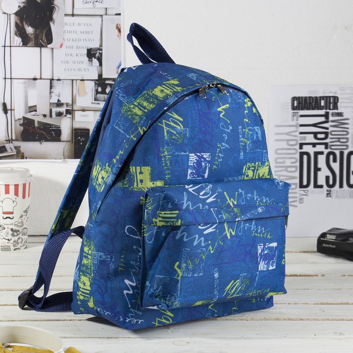 Рюкзак "Штрихи", отдел на молнии, наружный карман, цвет синий