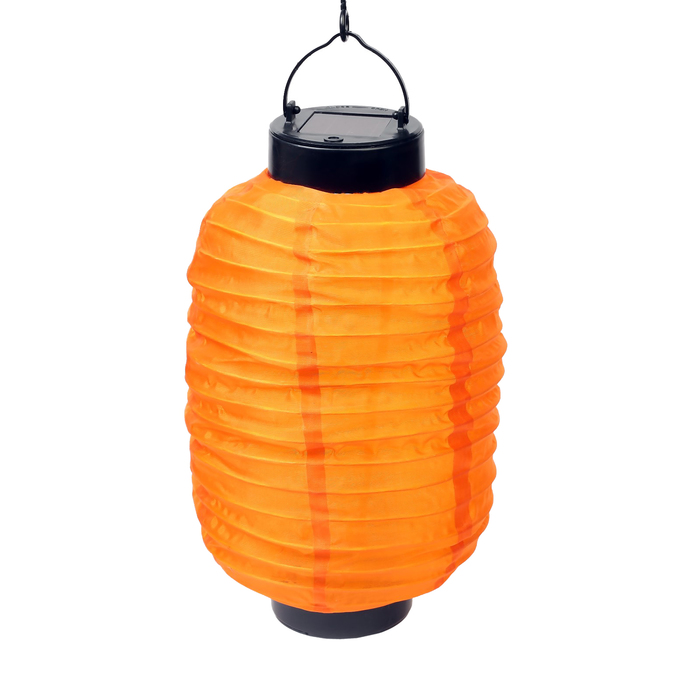 Фонарь садовый на солнечной батарее "Фонарик китайский оранжевый", 15х30 см,1 led, текстиль
