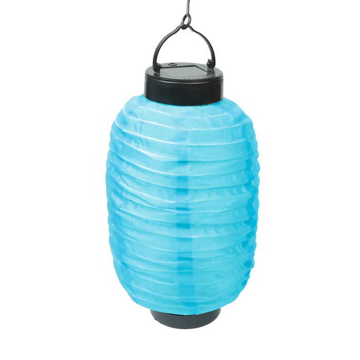 Фонарь садовый на солнечной батарее "Фонарик китайский синий", 15 х 30 см,1 led, текстиль