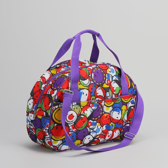 Сумка дорожная «Смайлики», отдел на молнии, наружный карман