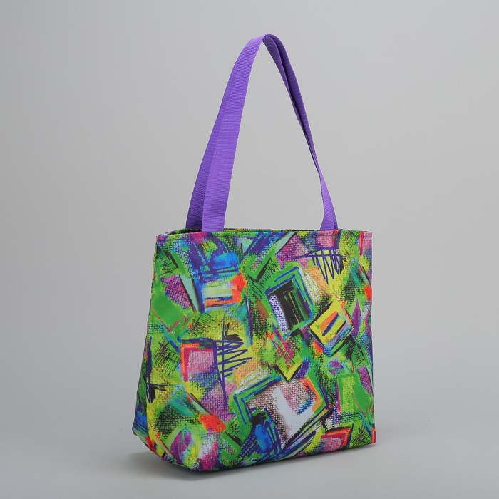 Сумка пляжная, отдел на молнии, принт салатовый/абстракция