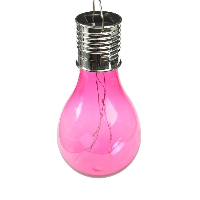 Фонарь садовый на солнечной батарее "Лампочка Красная", 4 led, пластик, на прищепке