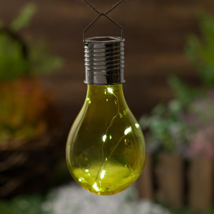 фото Фонарь садовый на солнечной батарее "лампочка желтая", 5 led, пластик, на прищепке luazon lighting