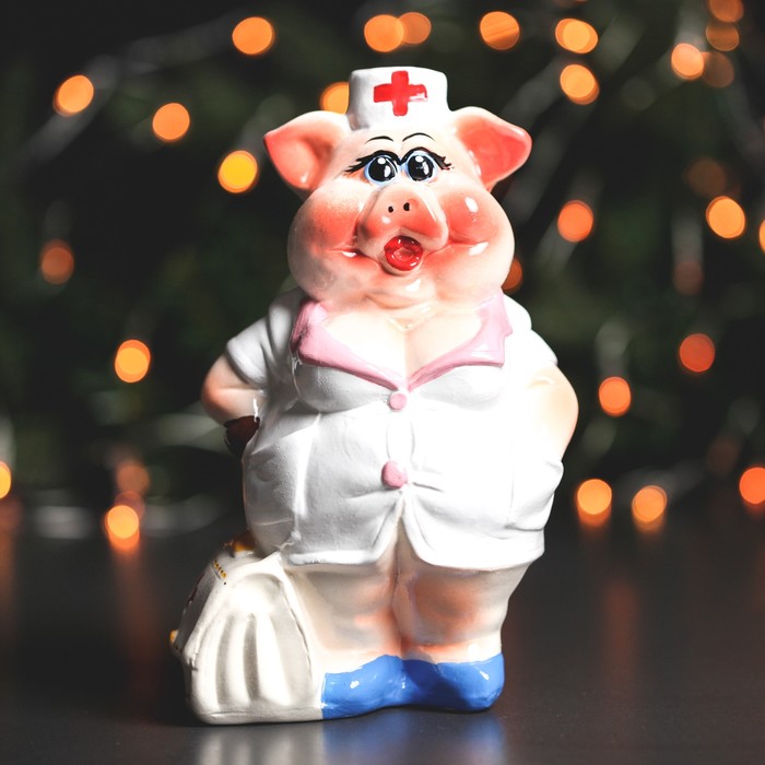 Копилка "Свинка медсестра" 20 см