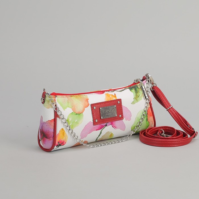 Клатч женский «Цветы», отдел на молнии, ручка, цепочка