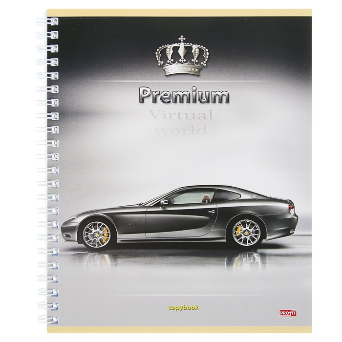 Тетрадь 96 листов клетка на гребне "Серый металлик с жёлтым", обложка картон хромэрзац