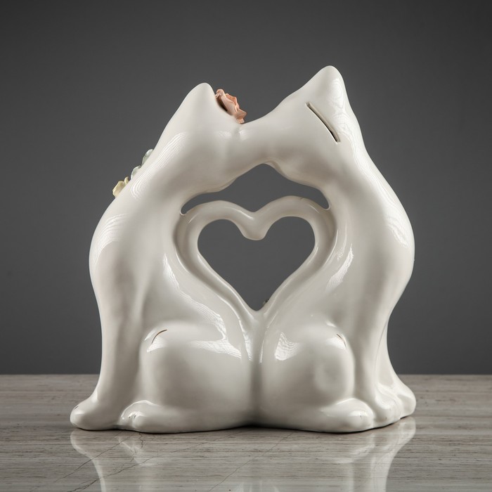 Копилка "Коты сердце" большая, лепка