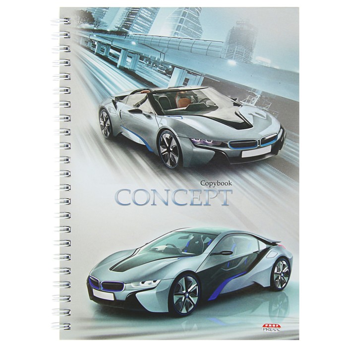 Записная книжка твёрдая обложка А5, 80 листов на гребне "Концепт-кар", глянцевая ламинация