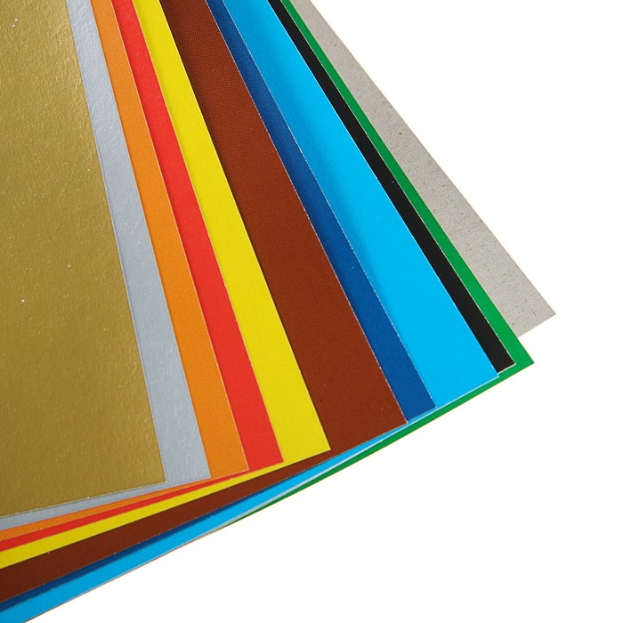 Цветной картон А5, 10 листов, 8 цветов "Домашние животные" + золотой, серебряный