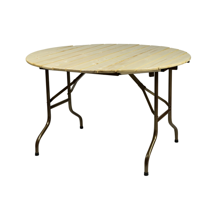 Складной стол "Лидер 3", диаметр 1500 мм, уличный из реек, цвет светлое дерево