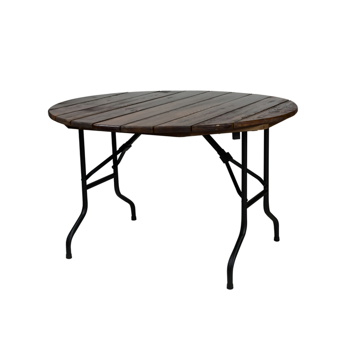 Складной стол "Лидер 3", диаметр 1500 мм, уличный из реек, цвет тёмное дерево