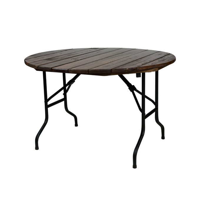 Складной стол "Лидер 3", диаметр 1800 мм, уличный из реек, цвет тёмное дерево