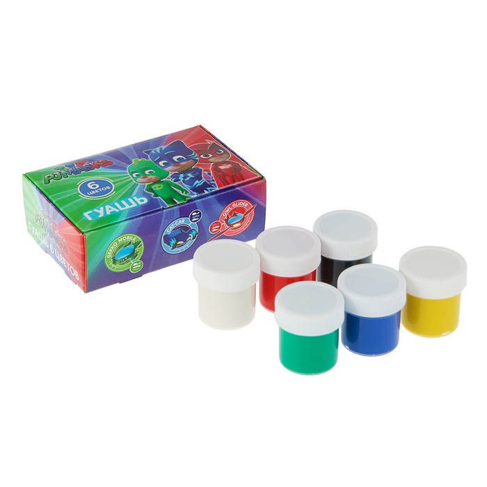 Гуашь 6 цветов по 20 мл "Герои в масках"