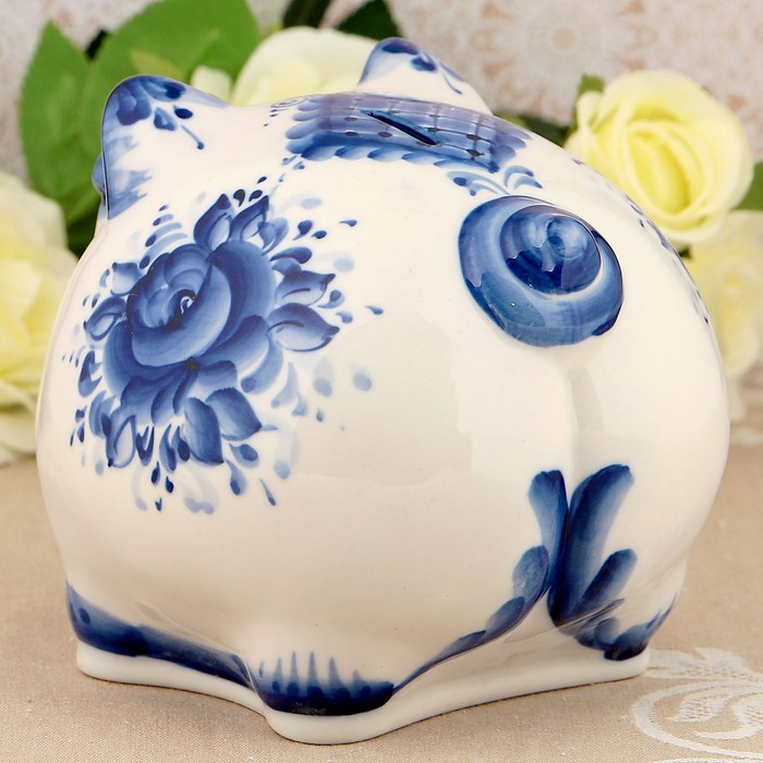 Копилка «Свинка», 13 см, гжель