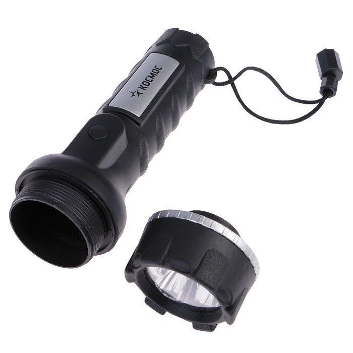 Фонарь "Космос" 2057LED, 3 светодиода, питание 2хR20, прорезиненный