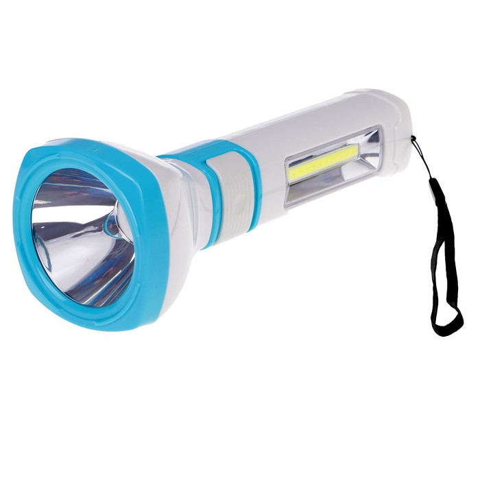 Фонарь "Космос" Ac7023WLED,  3Вт светодиод, боковой свет COB 2Вт, аккумулятор 4В 1.2 А.ч