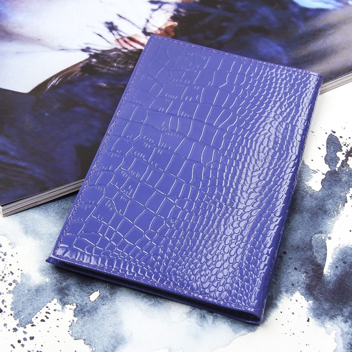 Визитница горизонтальная, 3 ряда, 24 кардхолдера, крокодил, цвет фиолетовый