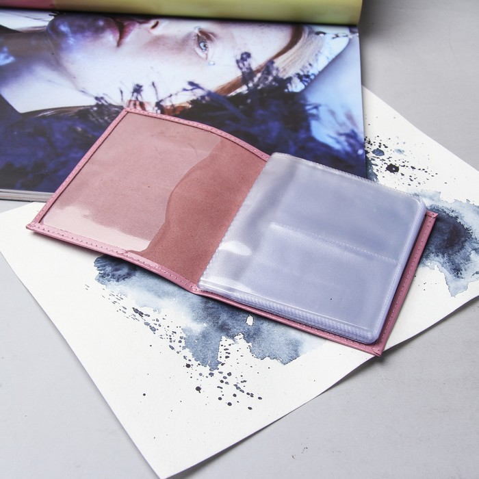 Визитница горизонтальная, 2 ряда, 18 кардхолдеров, цвет розовый