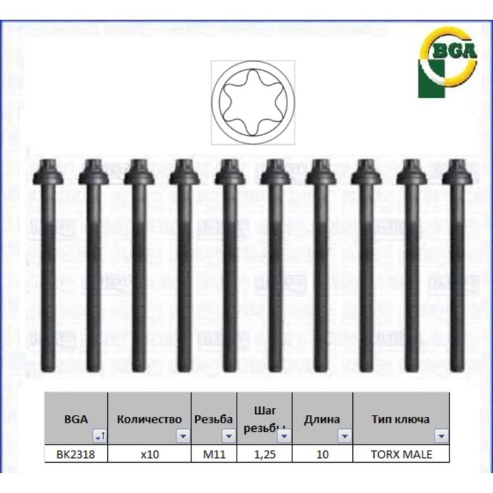 Болты ГБЦ, комплект BGA BK2318