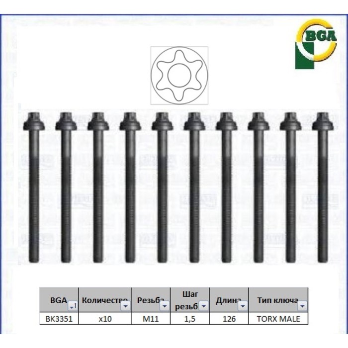 Болты ГБЦ, комплект BGA BK3351