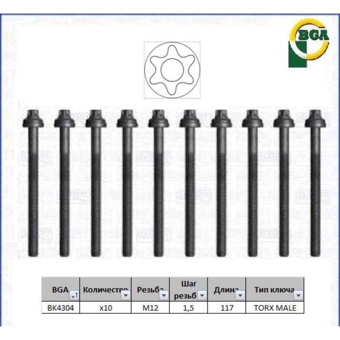 Болты ГБЦ, комплект BGA BK4304