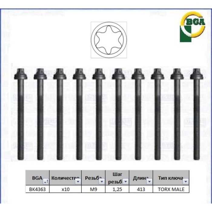 Болты ГБЦ, комплект BGA BK4363