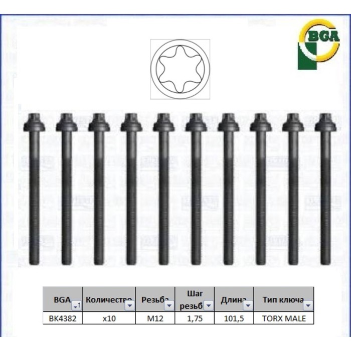 Болты ГБЦ, комплект BGA BK4382