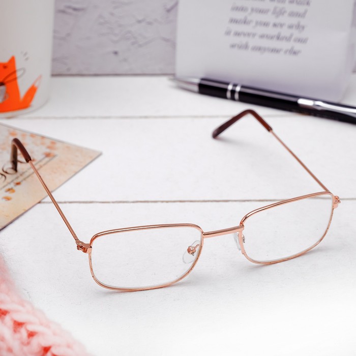 Очки "Прямоугольные", оправа металл, линза пластик, неотгиб. дужка, +1 дптр