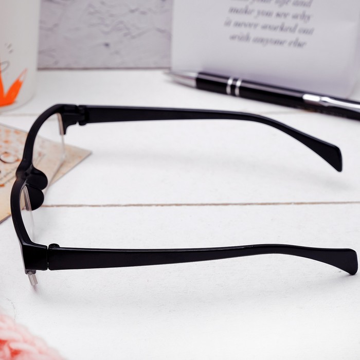 Очки "Прямоугольные" полуободок, оправа пласт, линза пласт, неотгибающаяся дужка, цвет чёрный, матовый, -1,5