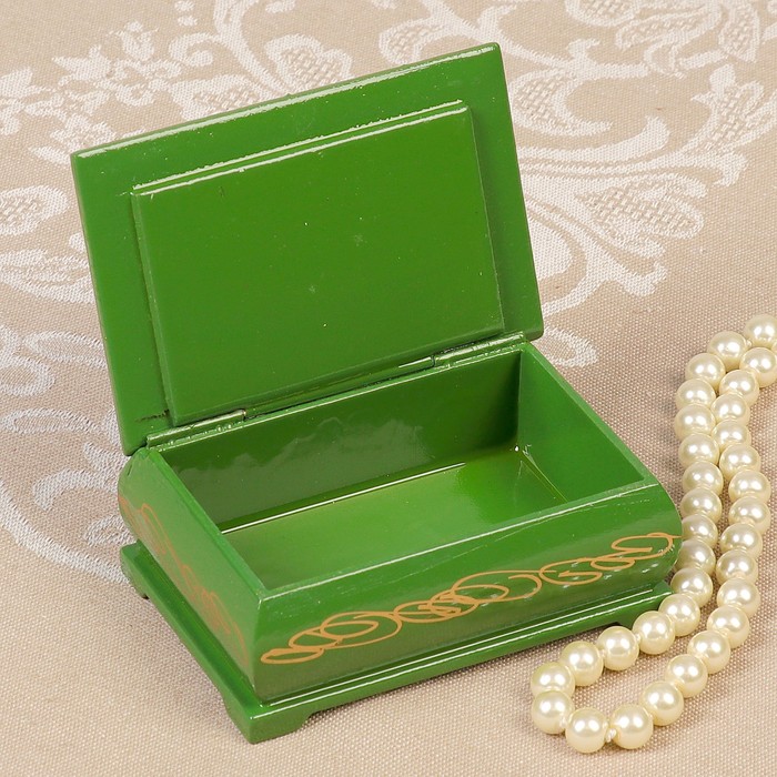 Шкатулка «Ангелок с бабочкой», зелёная, 6×9 см, лаковая миниатюра